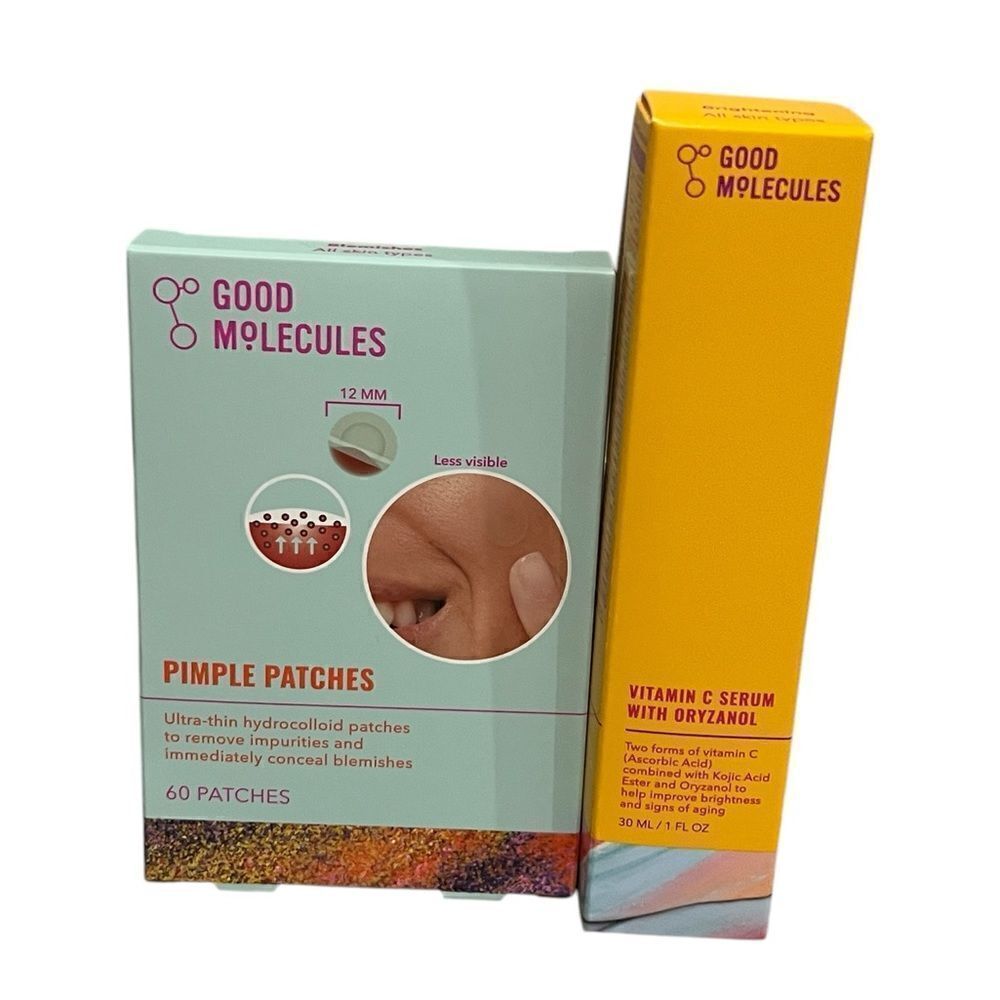 Good Molecules Pimple Patches + Vitamin C Serum with Oryzanol Bundle, New